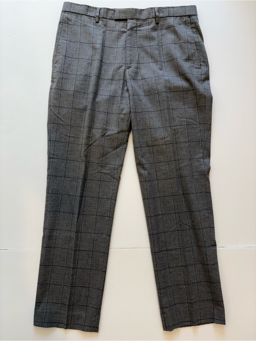 Banana Republic Gray Plaid Slim Fit Dress Pants Wool Blend 35x32
